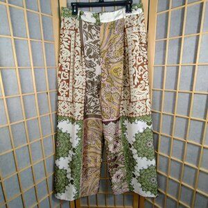 Zara Floral Boho Wide Leg Pants Size L